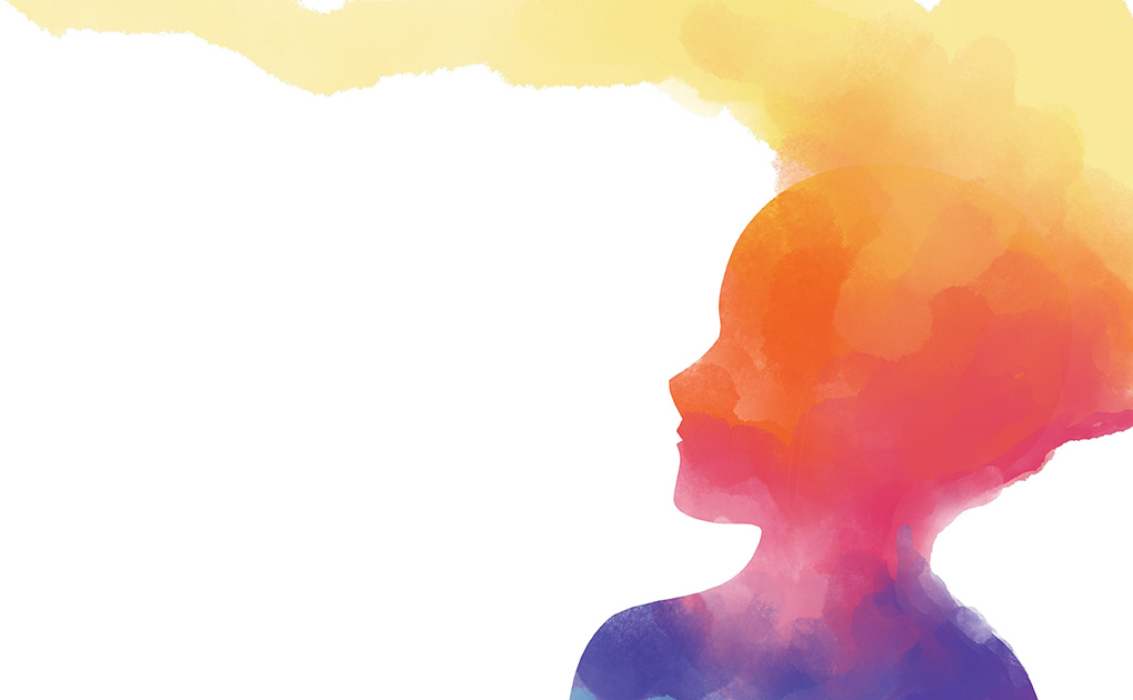human head watercolor painting on white background 